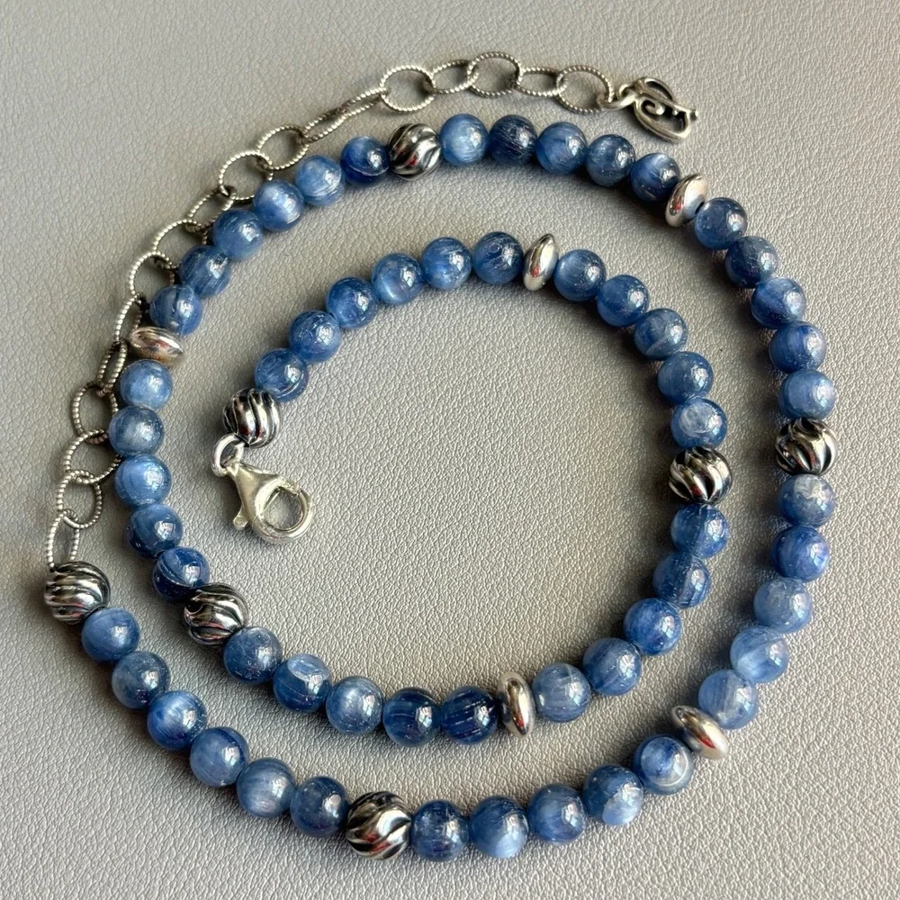 Carolyn Pollack Blue Kyanite Sterling Beaded Necklace 17" - Picture 1 of 6